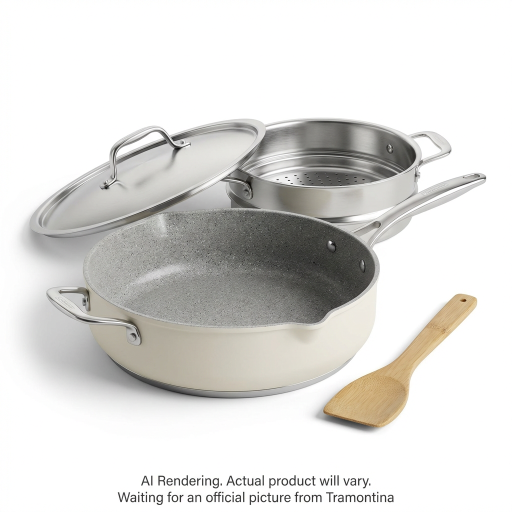 Tramontina All-In-One Plus Pan 5 Qt Aluminum Multi-Tasker, Sea Salt