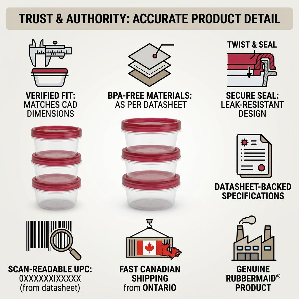 Rubbermaid TakeAlongs Twist & Seal containers product confidence infographic