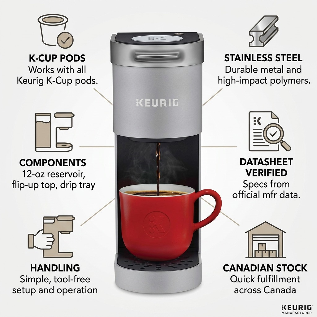 Keurig K-Suite Hospitality Coffee Maker specifications and Canadian shipping infographic