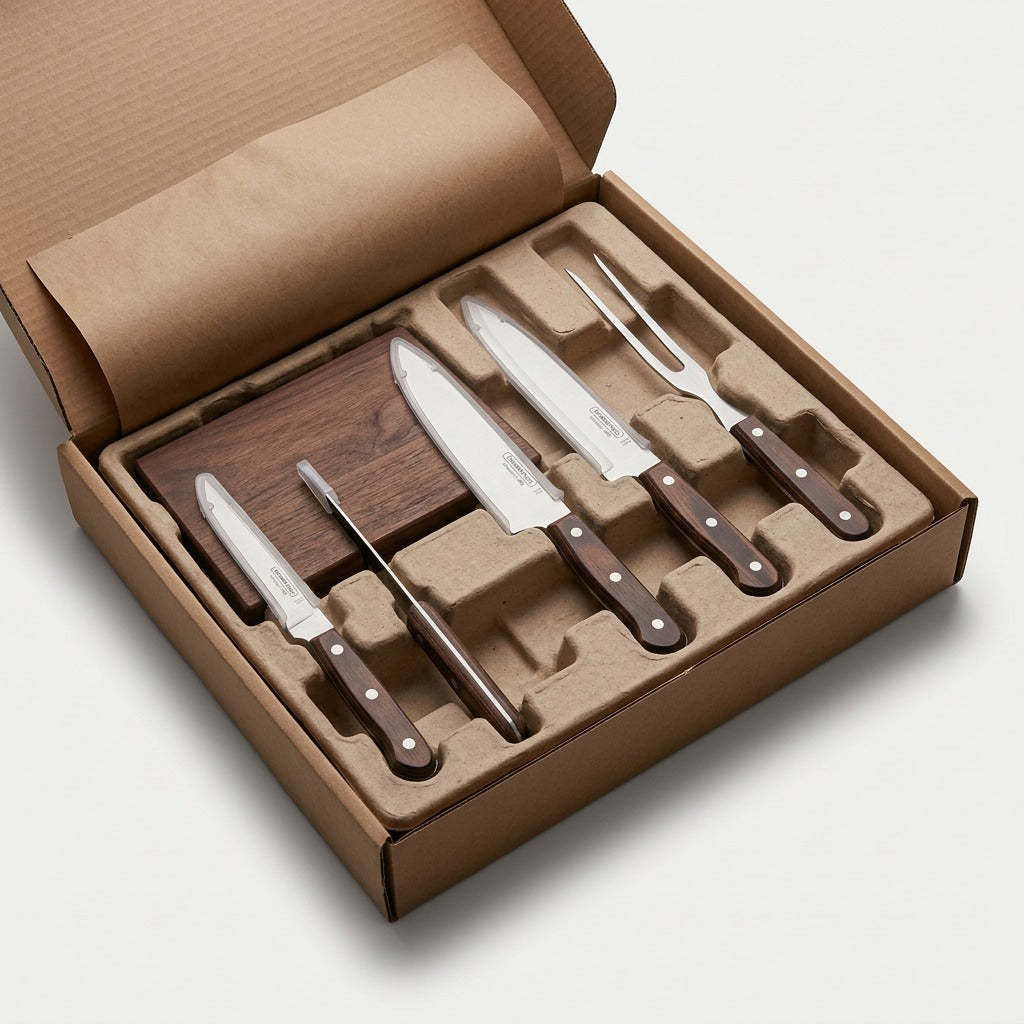Tramontina Churrasco BBQ Cutlery Set in protective molded packaging