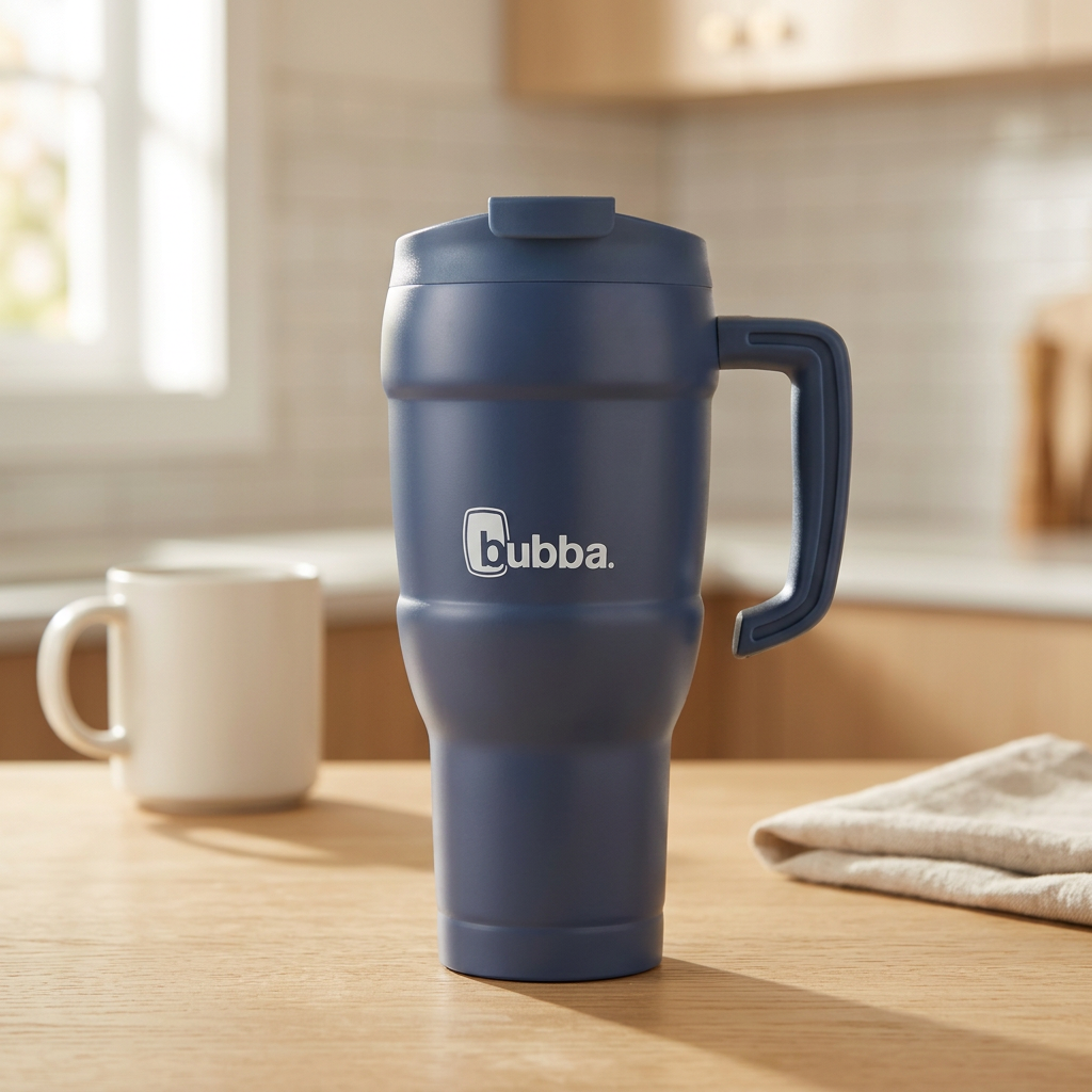 bubba Hero XL 24oz Tumbler in Indigo on a kitchen counter