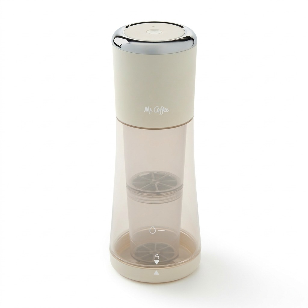 A crisp, high-resolution hero shot of the Mr. Coffee Express Cold Brew Coffee Maker on a pure white background.