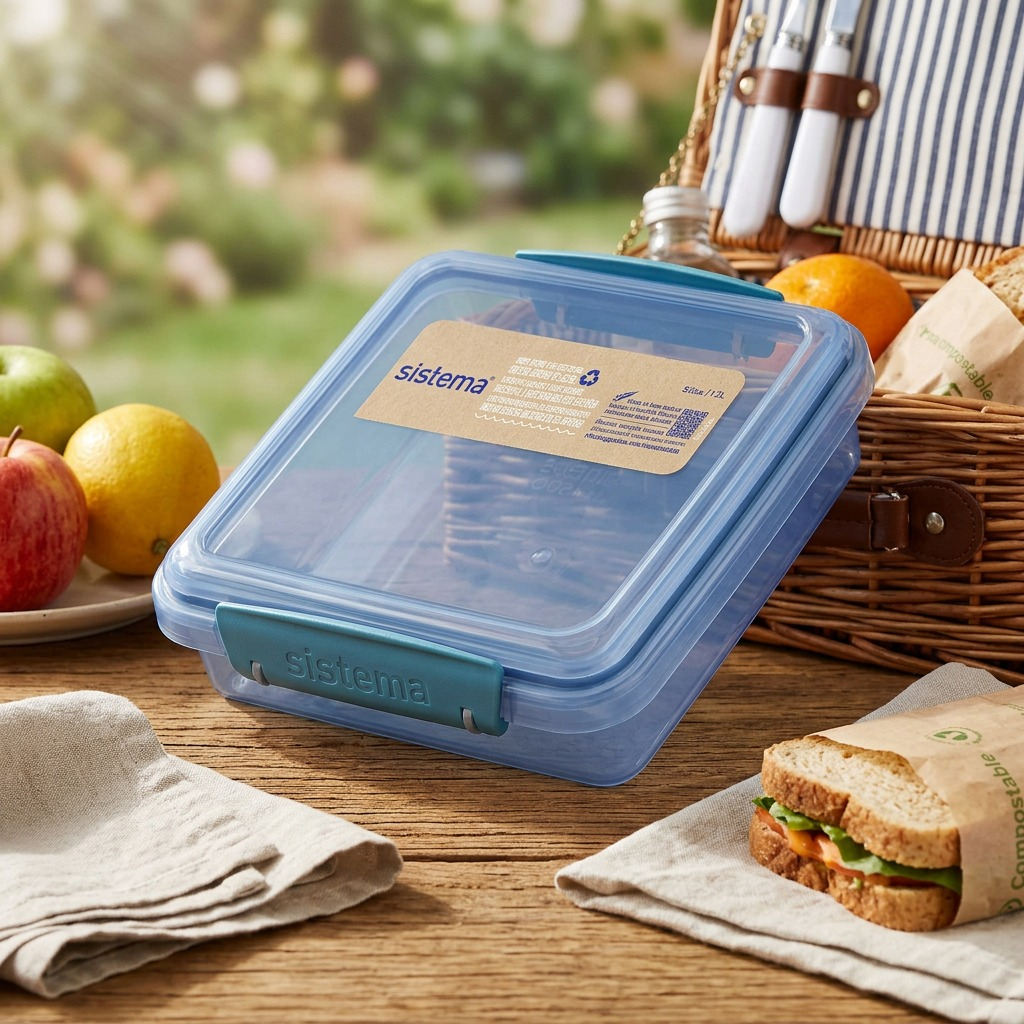 Sistema Eco Sandwich Box 450mL lifestyle scene with sandwich