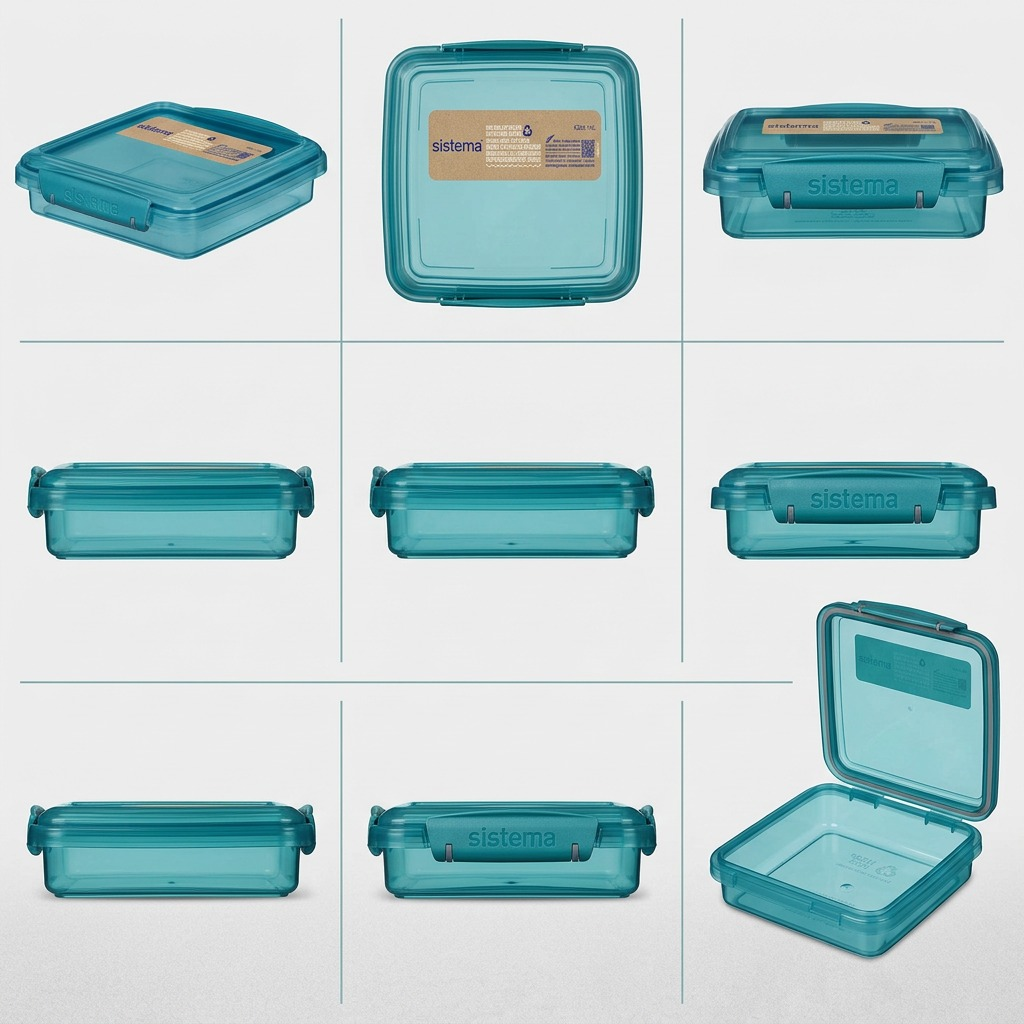 Sistema Eco Sandwich Box 450mL shown from multiple angles