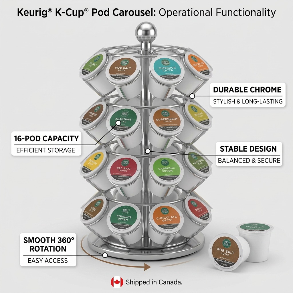 Keurig K-Cup Pod Carousel 36-Pod features and benefits infographic