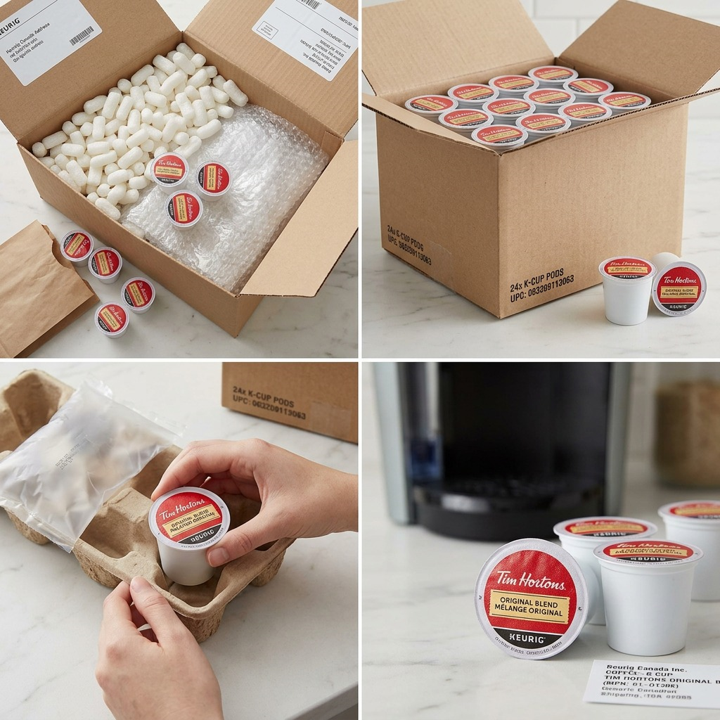 Tim Hortons Original Blend K-Cups unboxing with protective packaging