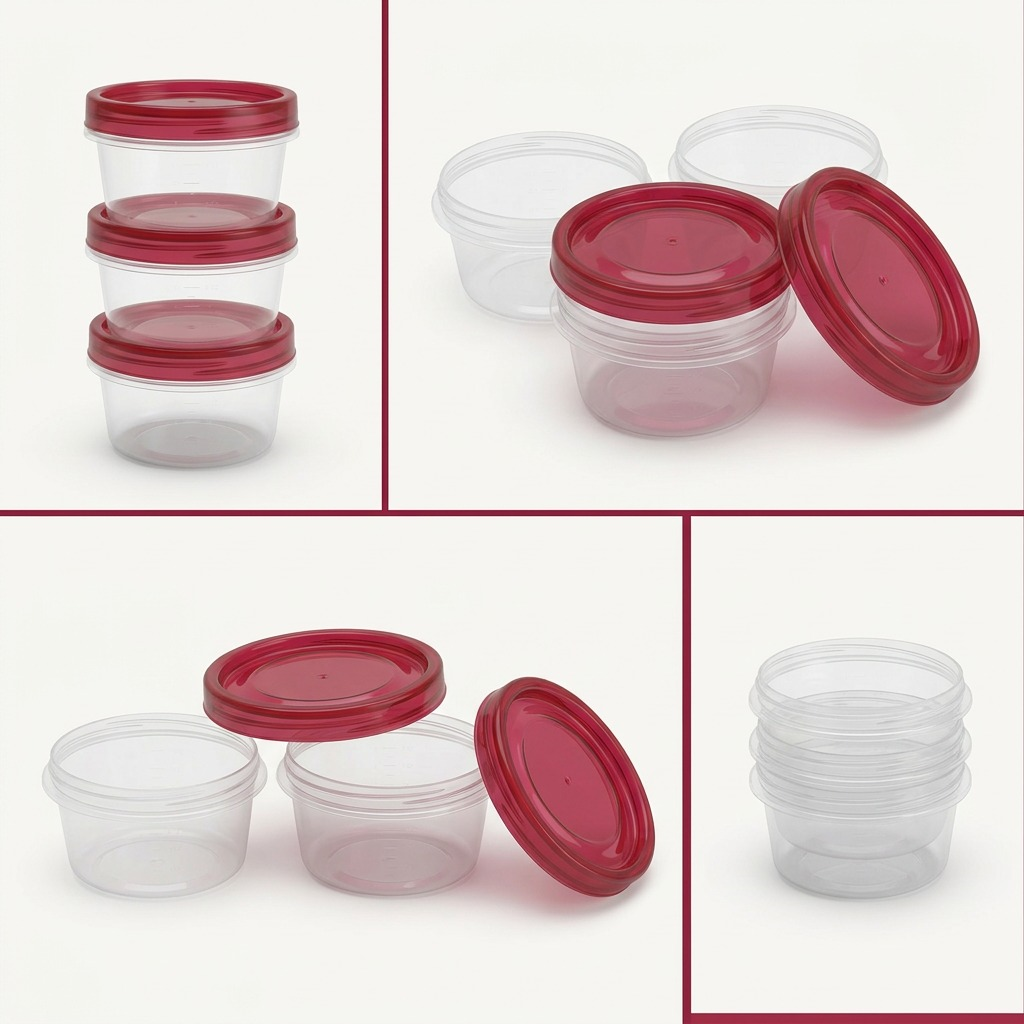 Rubbermaid TakeAlongs Twist & Seal containers stacked and nested configurations