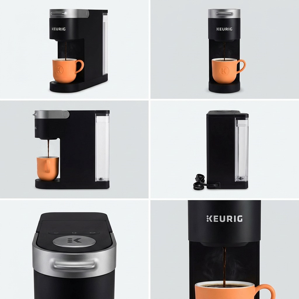Keurig K-Slim Single-Serve Coffee Maker Black shown from multiple angles