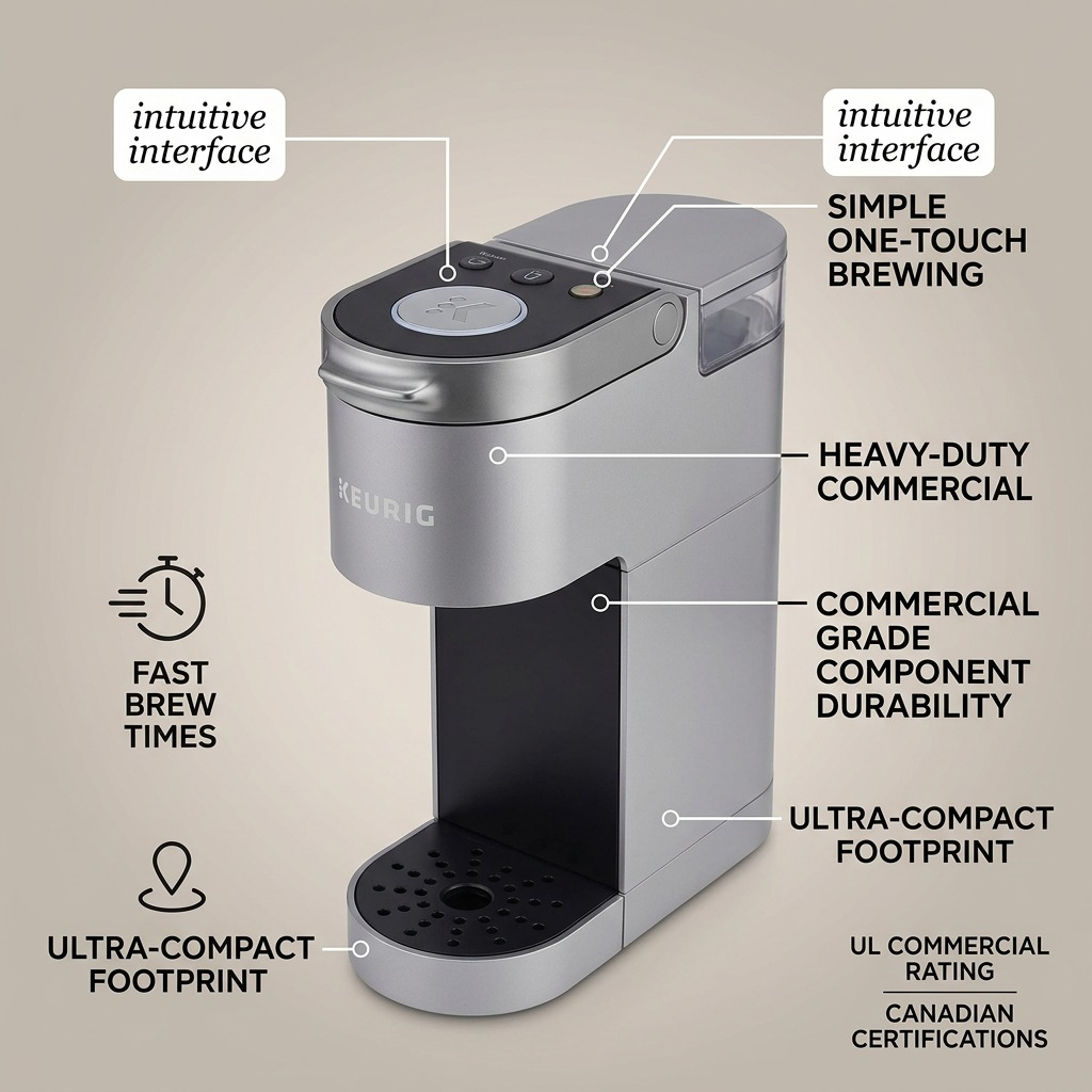 Keurig K-Suite Hospitality Coffee Maker UL rating and fast brew time callouts