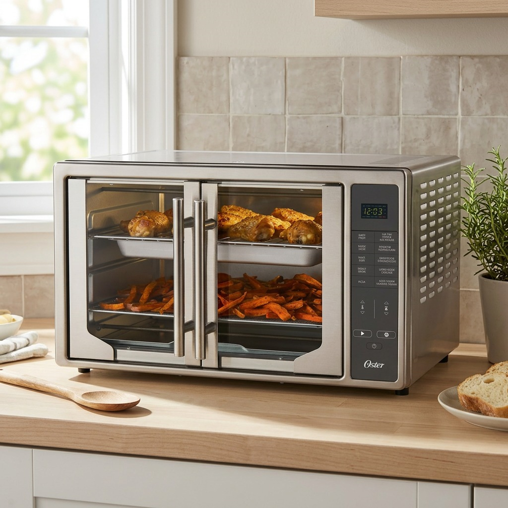 Oster Digital French Door Air Fry Oven interior capacity view