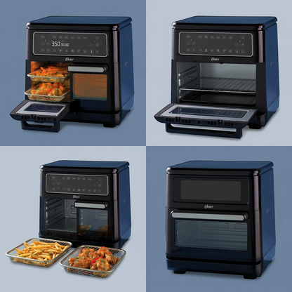Oster 11-Quart Flex Air Fryer Oven Black side angle view