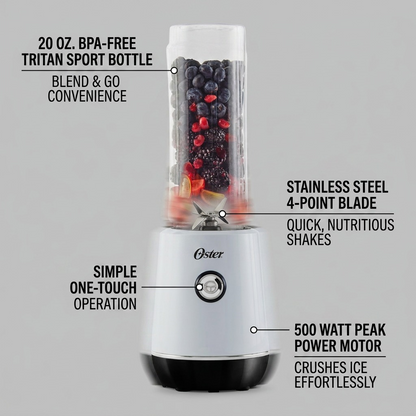 Oster MyBlend Plus Personal Blender 500W features and benefits callout
