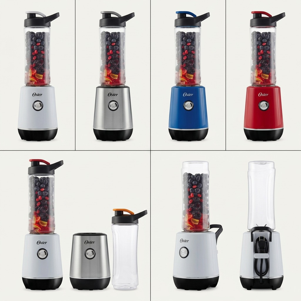 Oster MyBlend Plus Personal Blender color variants and component angles
