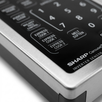 Sharp SMC1464KSC microwave non-traditional control pad close-up
