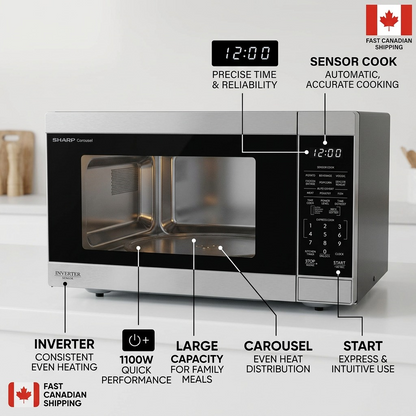 Sharp SMC1664KSC microwave features callout for Canadian market

