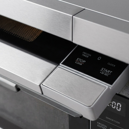 Sharp SMC1664KSC microwave stainless steel control panel close-up
