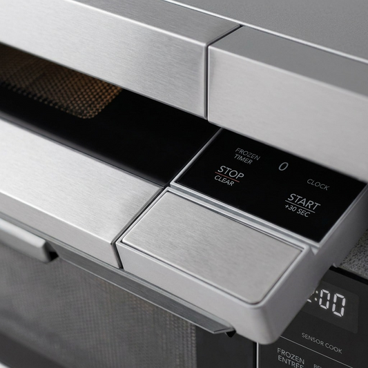 Sharp SMC1664KSC microwave stainless steel control panel close-up
