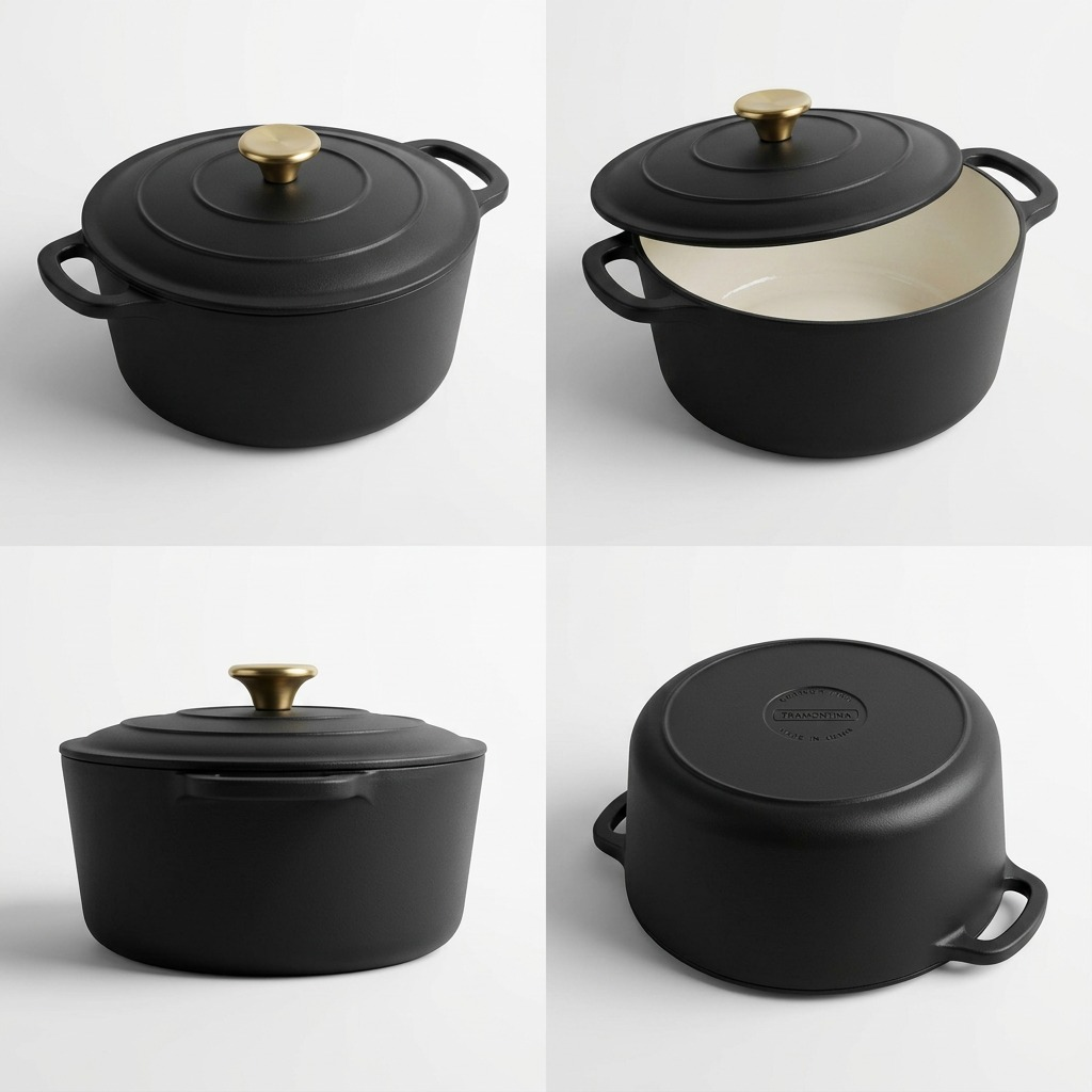 Tramontina Bestow 5.5 Qt Dutch Oven Matte Black multi-angle view
