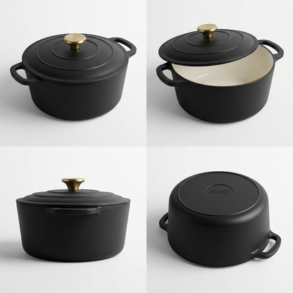 Tramontina Bestow 5.5 Qt Dutch Oven Matte Black multi-angle view
