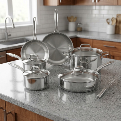 Tramontina Tempo 10-Piece Cookware Set Stainless Steel size reference
