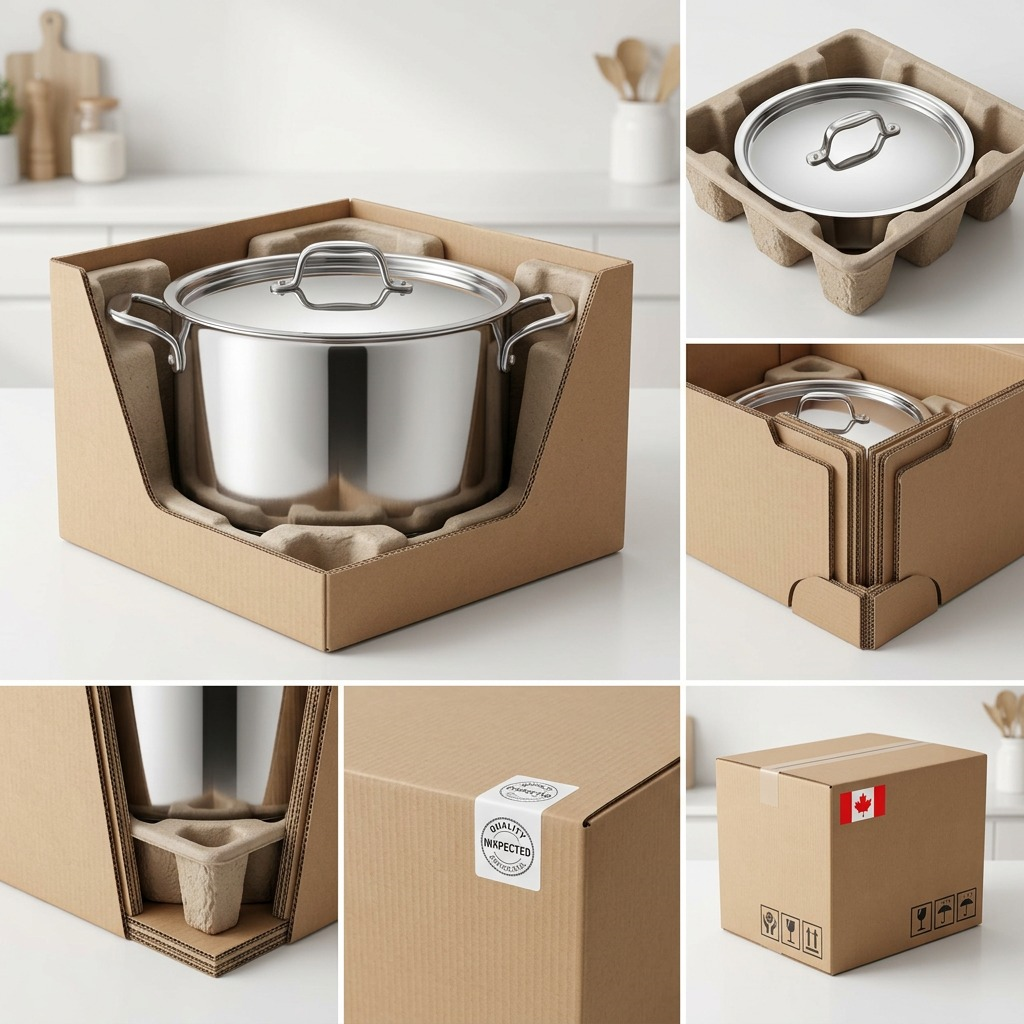 Tramontina Tri-Ply Base Covered Stock Pot 12 Qt unboxing in protective packaging
