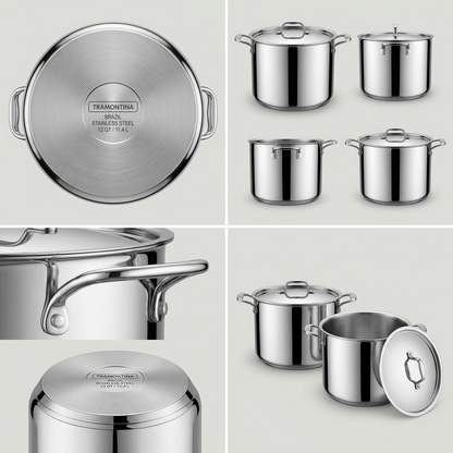 Tramontina Tri-Ply Base Covered Stock Pot 12 Qt multi-angle view
