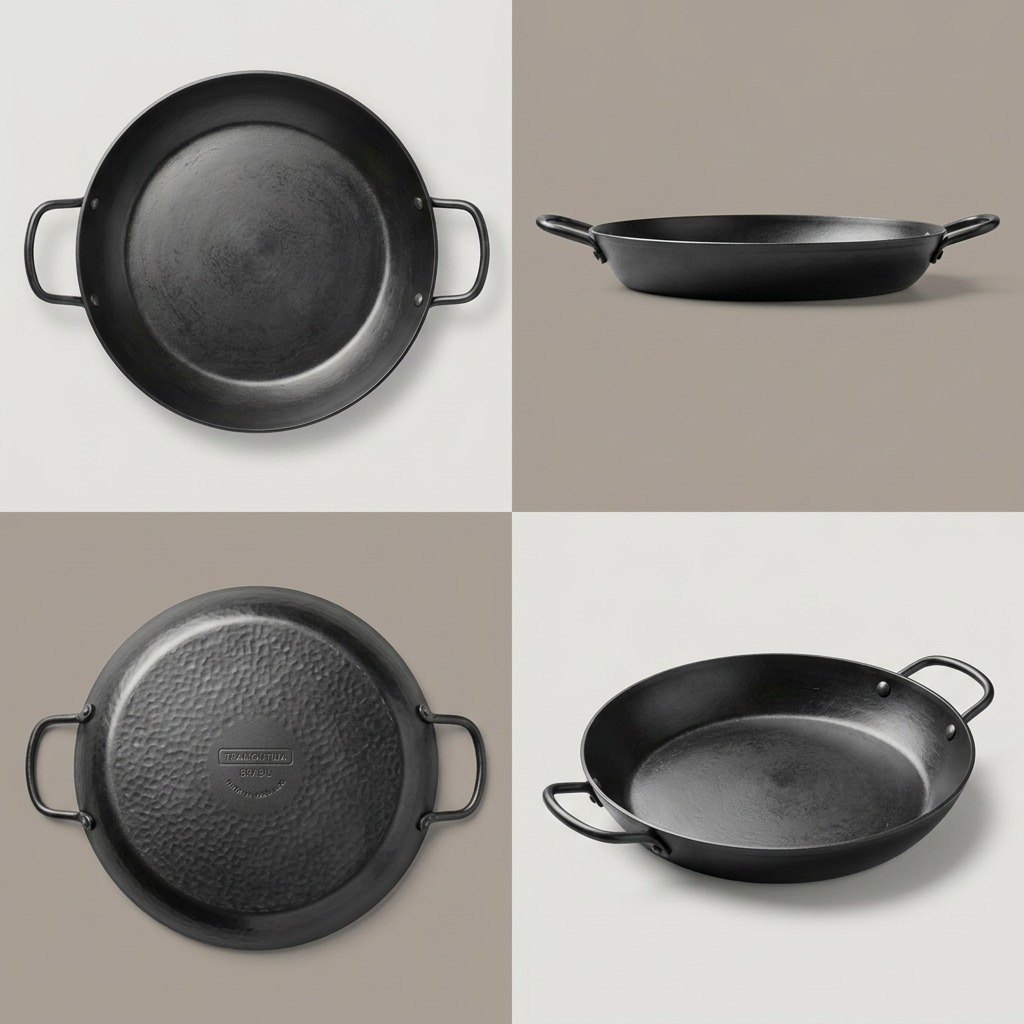 Tramontina 15-Inch Carbon Steel Paella Pan multi-angle view