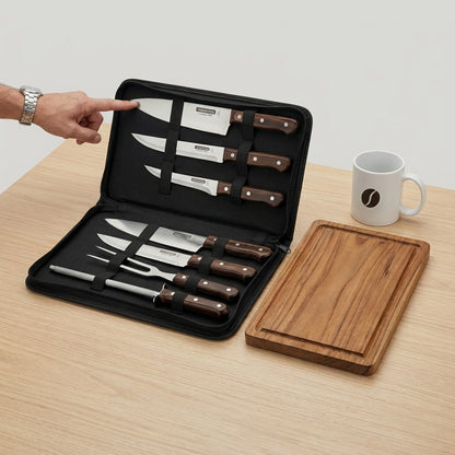 Tramontina Churrasco BBQ 8-Piece Carving Set size reference with hand
