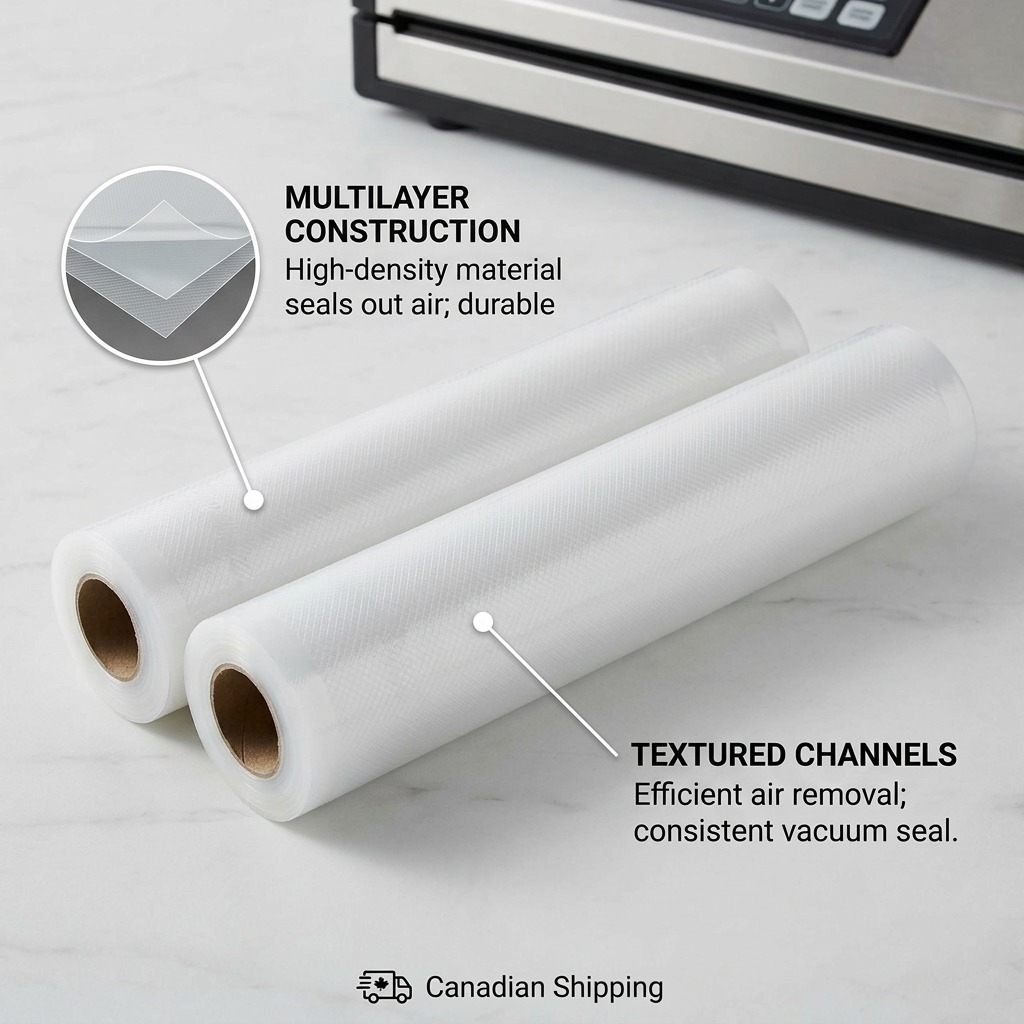 FoodSaver Seal-A-Meal Vacuum Sealer Bags multilayer construction textured channels callout