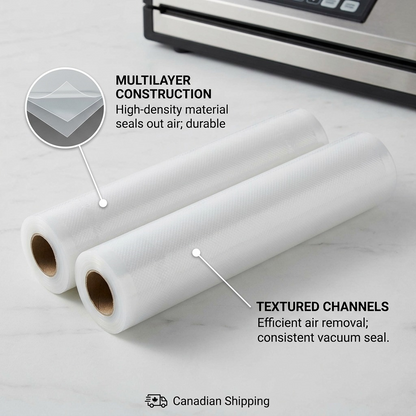 FoodSaver Seal-A-Meal Vacuum Sealer Bags multilayer construction textured channels callout