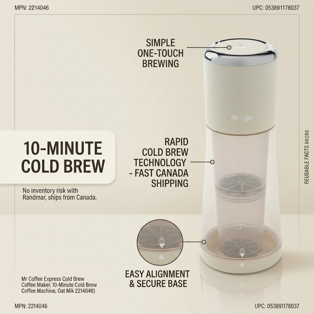 Mr. Coffee Express Cold Brew Maker 10-minute rapid extraction features callout