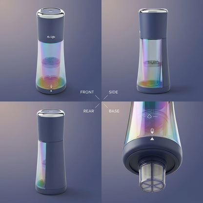 Mr. Coffee Express Cold Brew Maker Indigo multi-angle view with filter detail