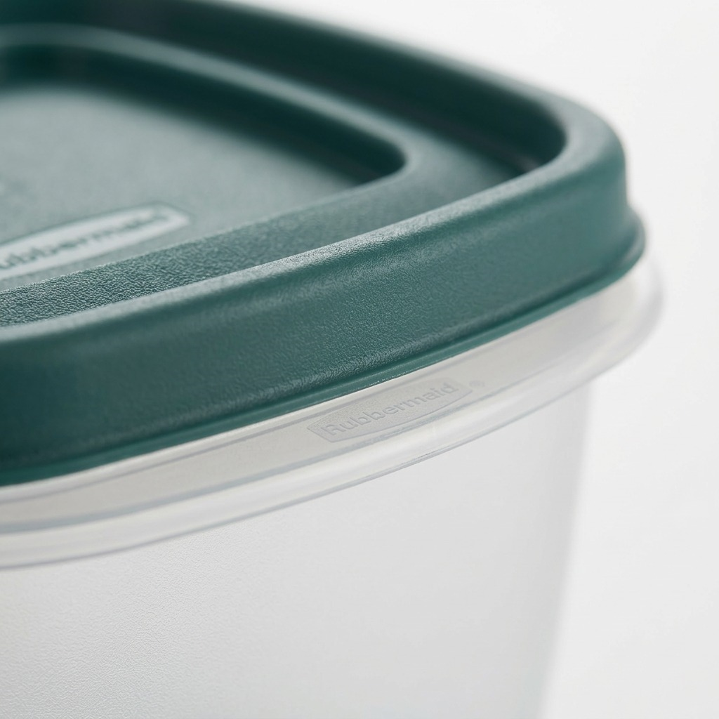 Rubbermaid EasyFindLids Blue Spruce lid texture and rim close-up