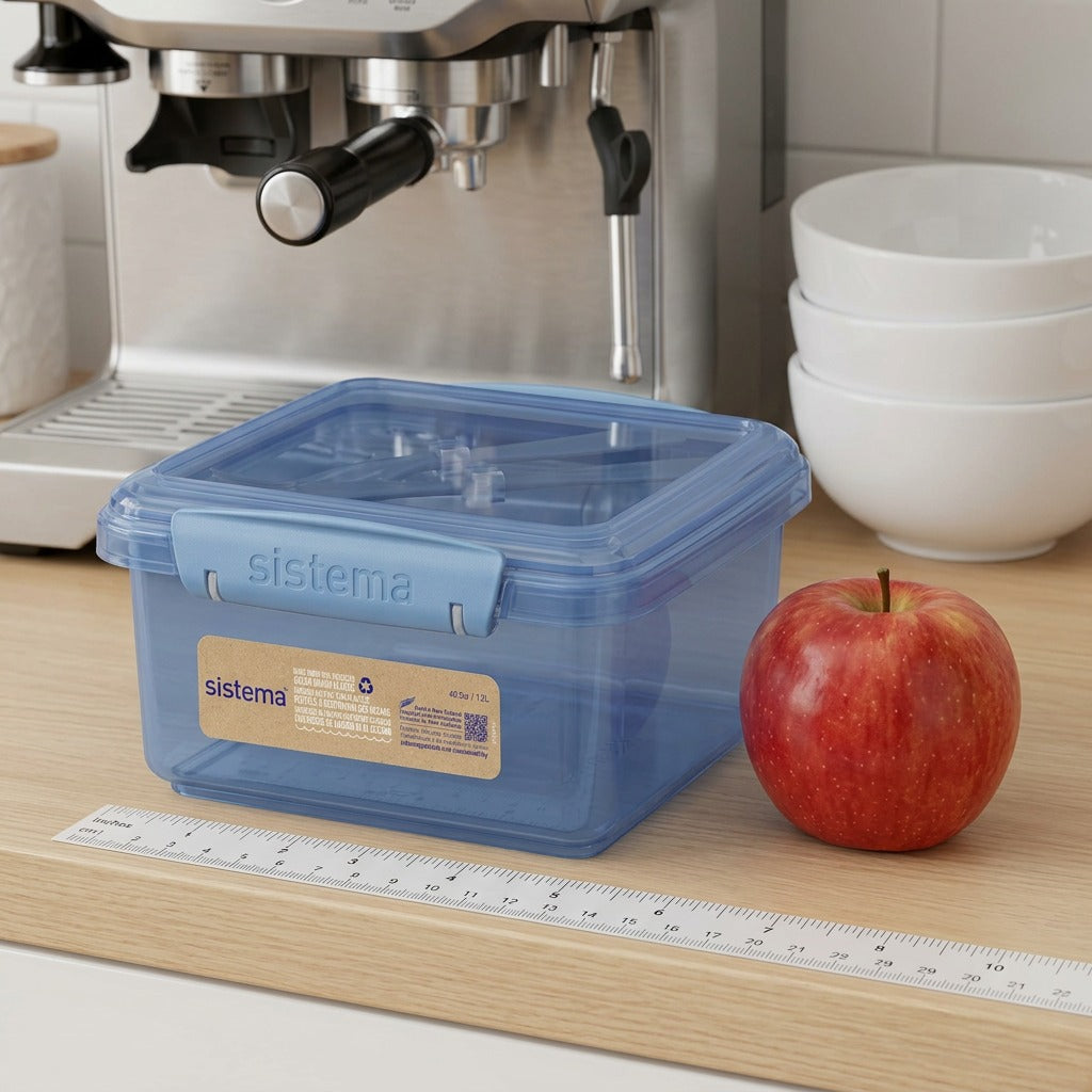 Sistema Ocean Bound Plastic Lunch Box 1.2L size reference with cutlery
