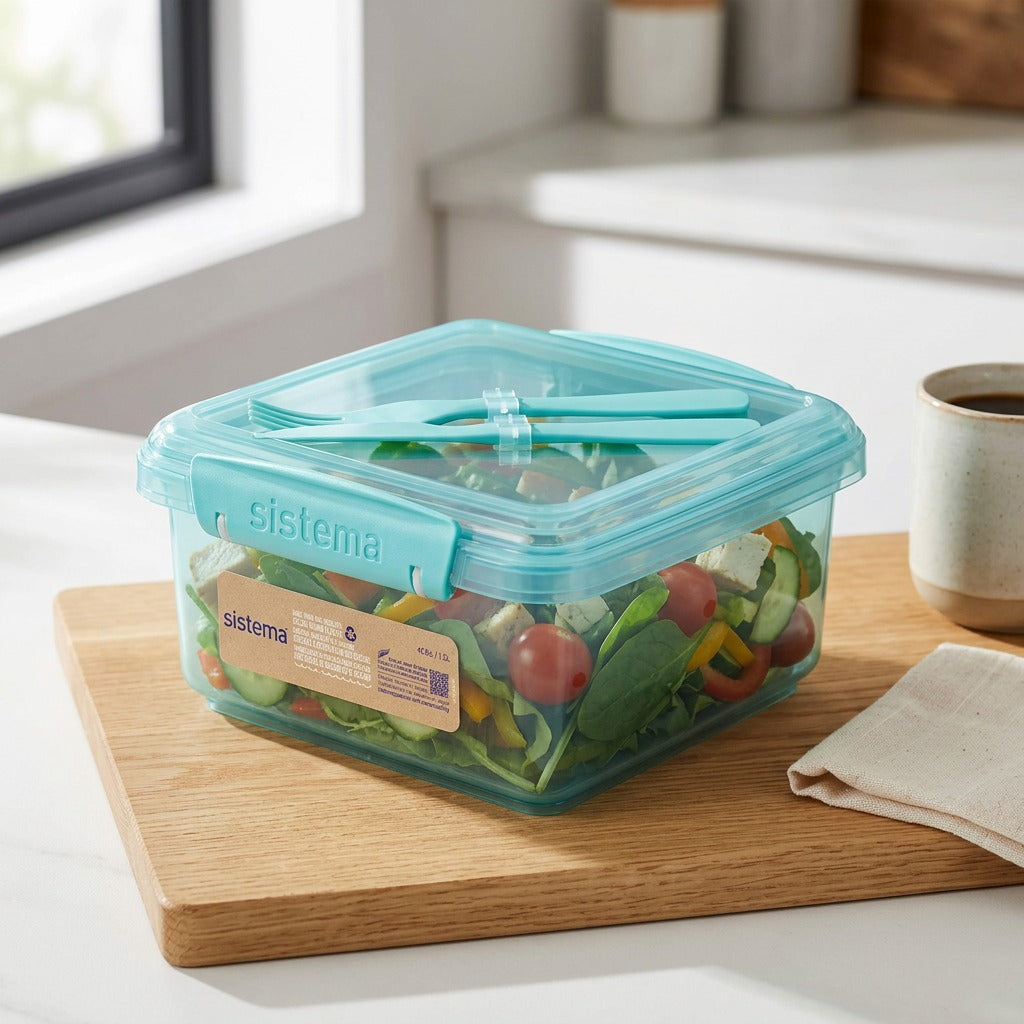 Sistema Ocean Bound Plastic Lunch Box 1.2L with cutlery front view
