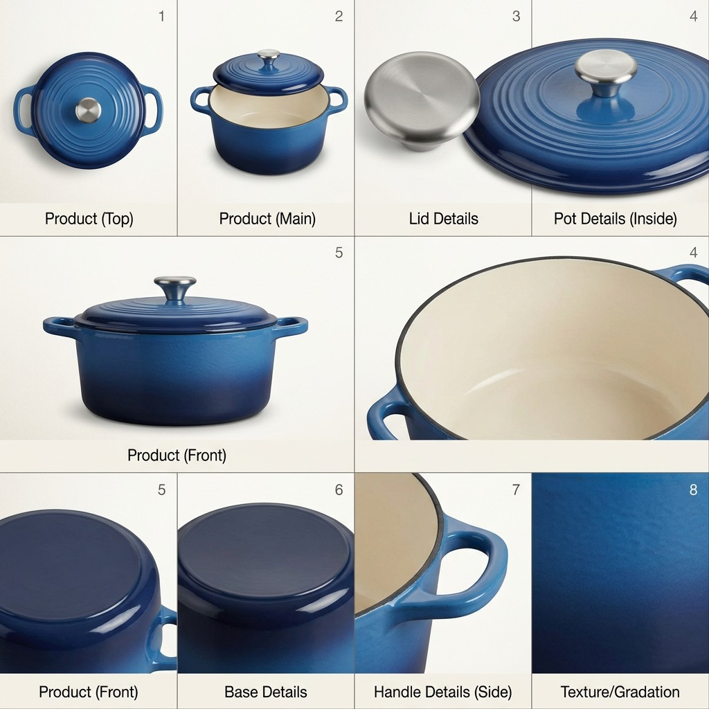Tramontina 6.5 Qt Covered Round Dutch Oven Gradated Cobalt Blue multiple angles
