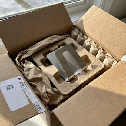 Happy Sinks Sponge Holder stainless steel unboxing kraft paper packaging
