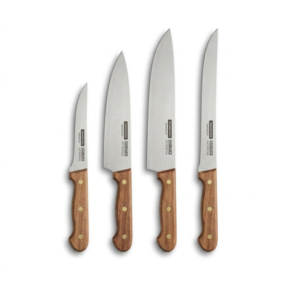 Tramontina Churrasco 4-Piece BBQ Grilling Knife Set with Polywood handles front view
