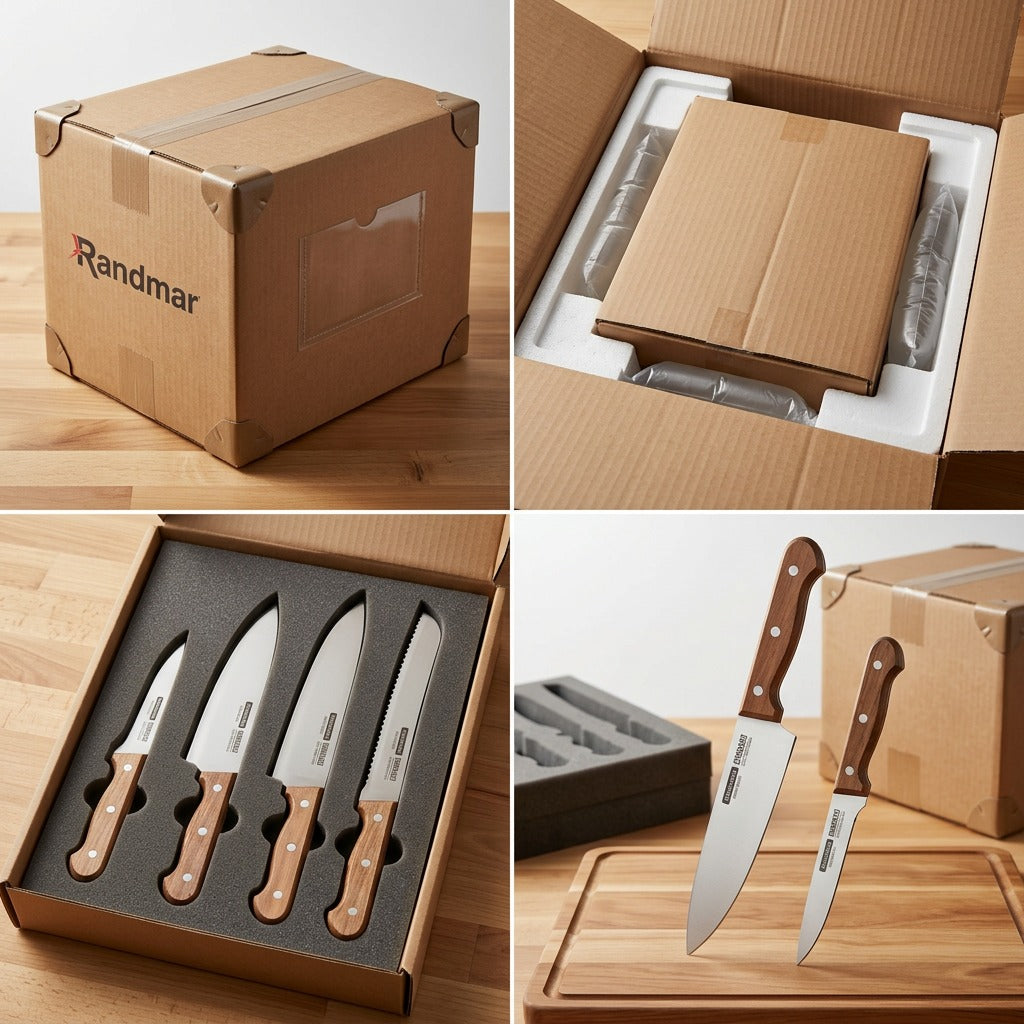 Tramontina Churrasco 4-Piece Grilling Knife Set in shipping packaging

