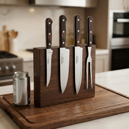 Tramontina Churrasco BBQ Cutlery Set size reference with soda can
