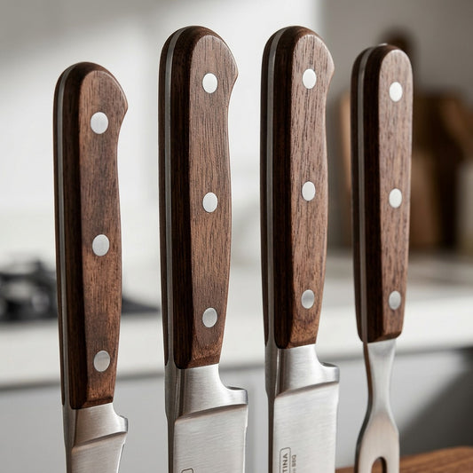 Tramontina Churrasco BBQ knife Polywood handle and triple rivet detail
