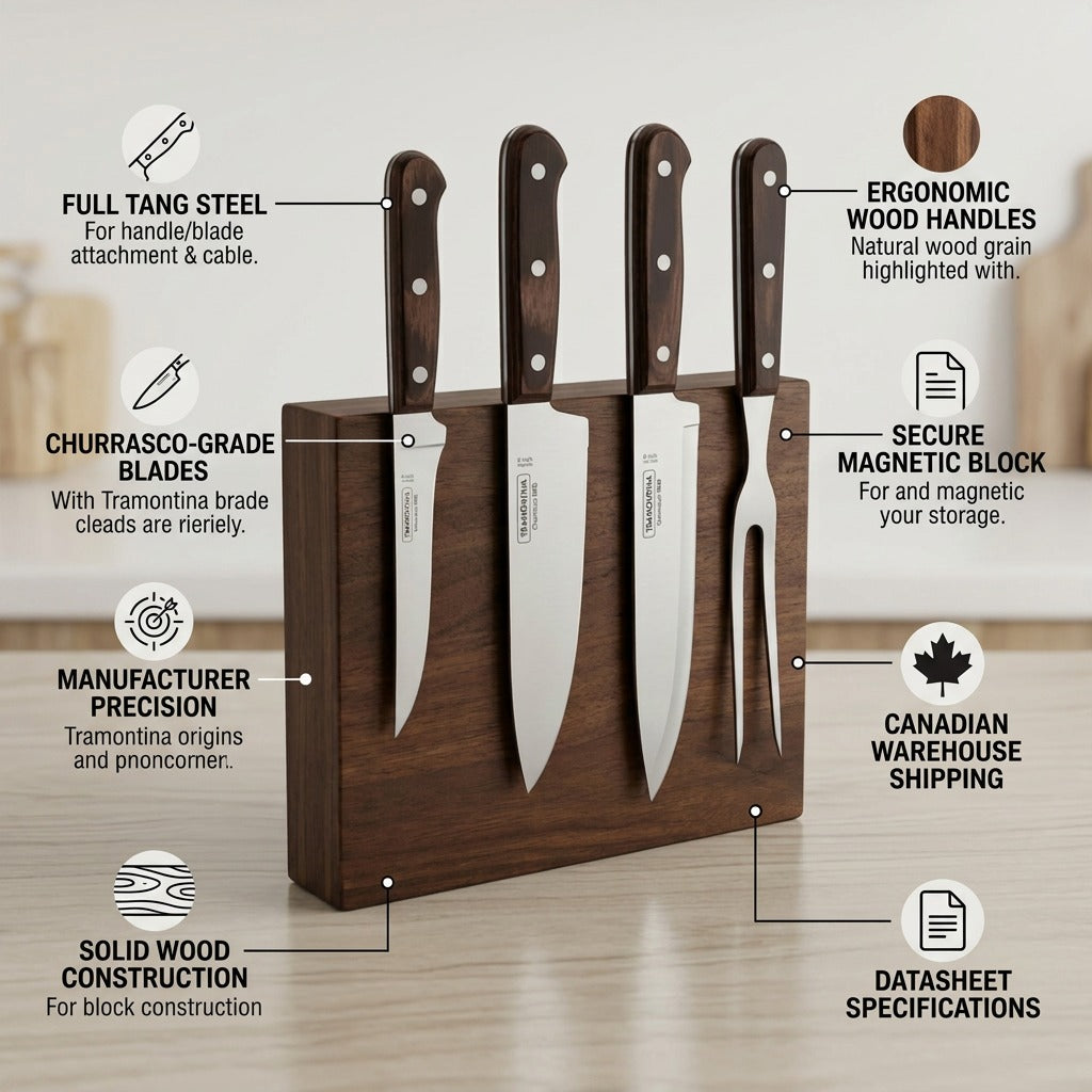 Tramontina Churrasco BBQ Cutlery Set features infographic
