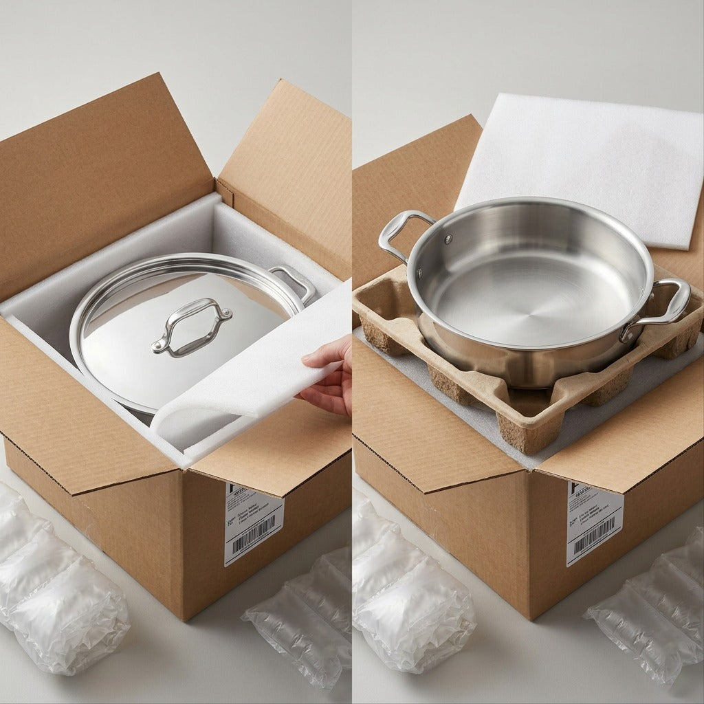 Tramontina Signature 6 Qt Braiser tri-ply construction infographic with Fast Canadian Shipping badge.
