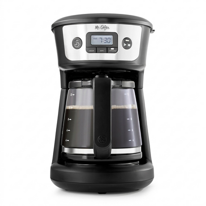 Mr. Coffee 12-Cup Programmable Coffee Maker with Strong Brew Selector - Black, front view
