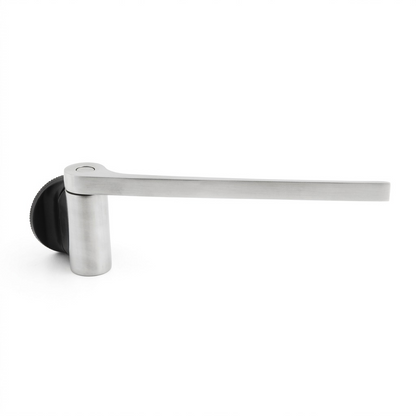 Happy Sinks Magnetic Dishcloth Holder stainless steel rail lifestyle shot hand adjusting arm on kitchen counter