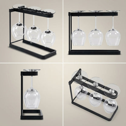 Happy Sinks Wine Glass Rack charcoal bio-composite four-angle product view front side single and folded