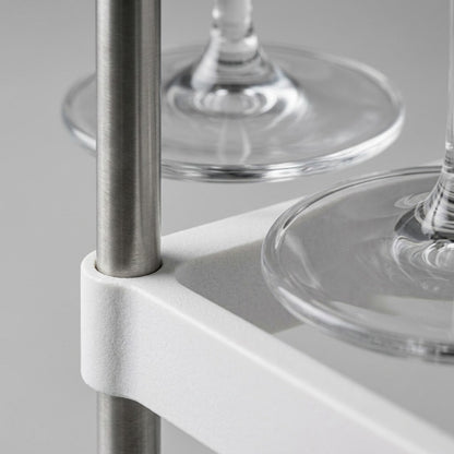 Happy Sinks Wine Glass Rack white bio-composite and stainless steel close-up detail
