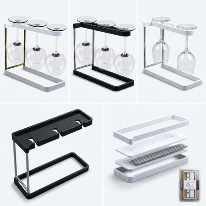 Happy Sinks Wine Glass Rack White and Charcoal colour options with assembly view ← updated
